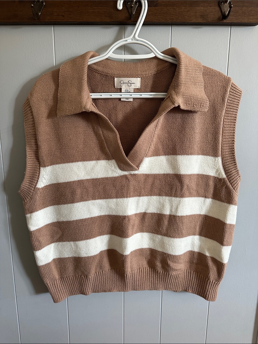 Striped Sleeveless Polo Sweater Vest